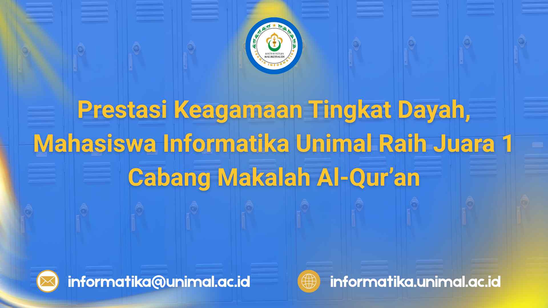 Prestasi Keagamaan Tingkat Dayah, Mahasiswa Informatika Unimal Raih Juara 1 Cabang Makalah Al-Qur’an