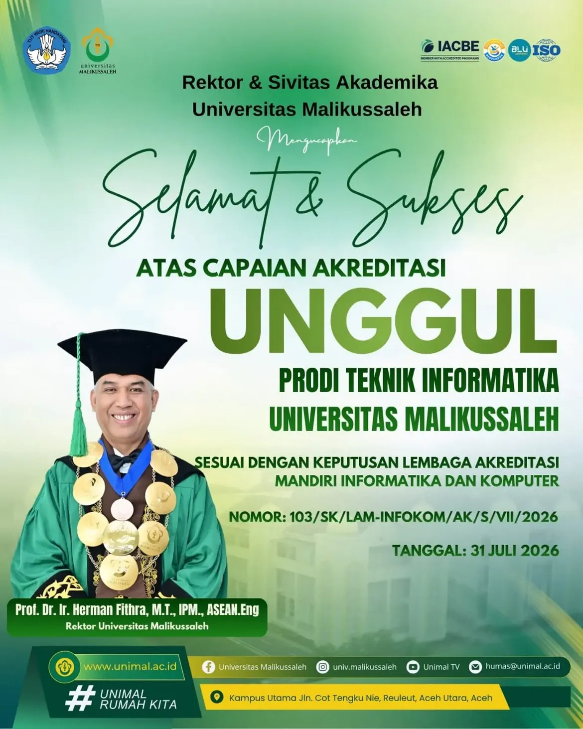 Teknik Informatika Universitas Malikussaleh Catat Prestasi Gemilang, Raih Akreditasi Unggul!