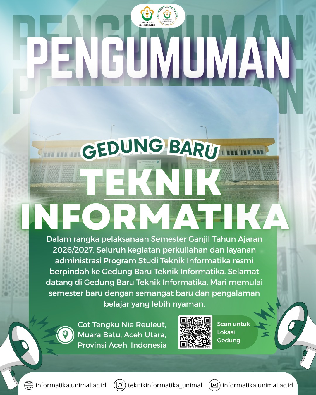 Pengumuman Lokasi Perkuliahan Teknik Informatika 2026/2027