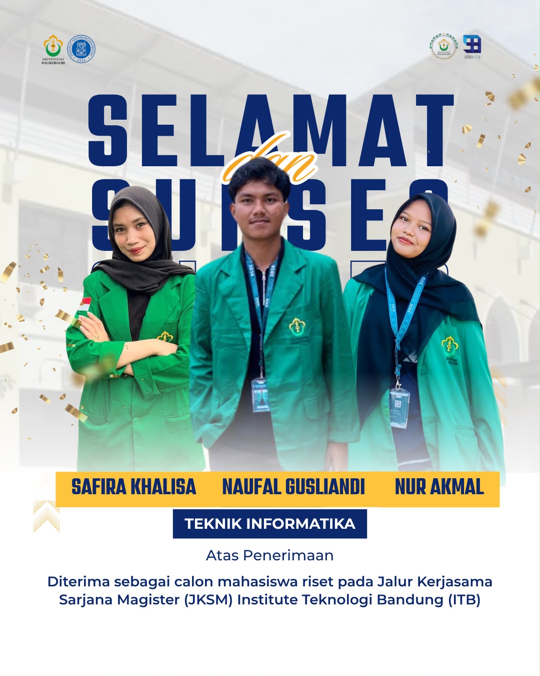 Mahasiswa Teknik Informatika Unimal Lolos Program Integrasi Sarjana Magister melalui Jalur Kerjasama Sarjana Magister (JKSM) ITB