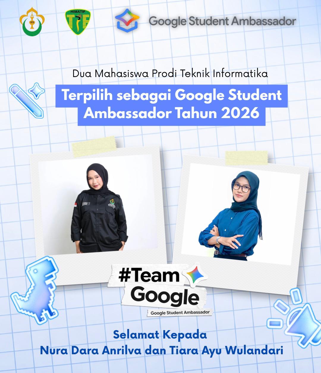 Dua Mahasiswi Informatika Unimal Terpilih sebagai Google Student Ambassador 2026